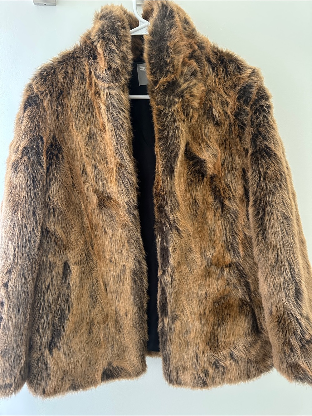 ASOS Faux Fur Jacket in Brown Multi-Tone. Size 4